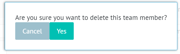window with question to confirm action of removal of team member