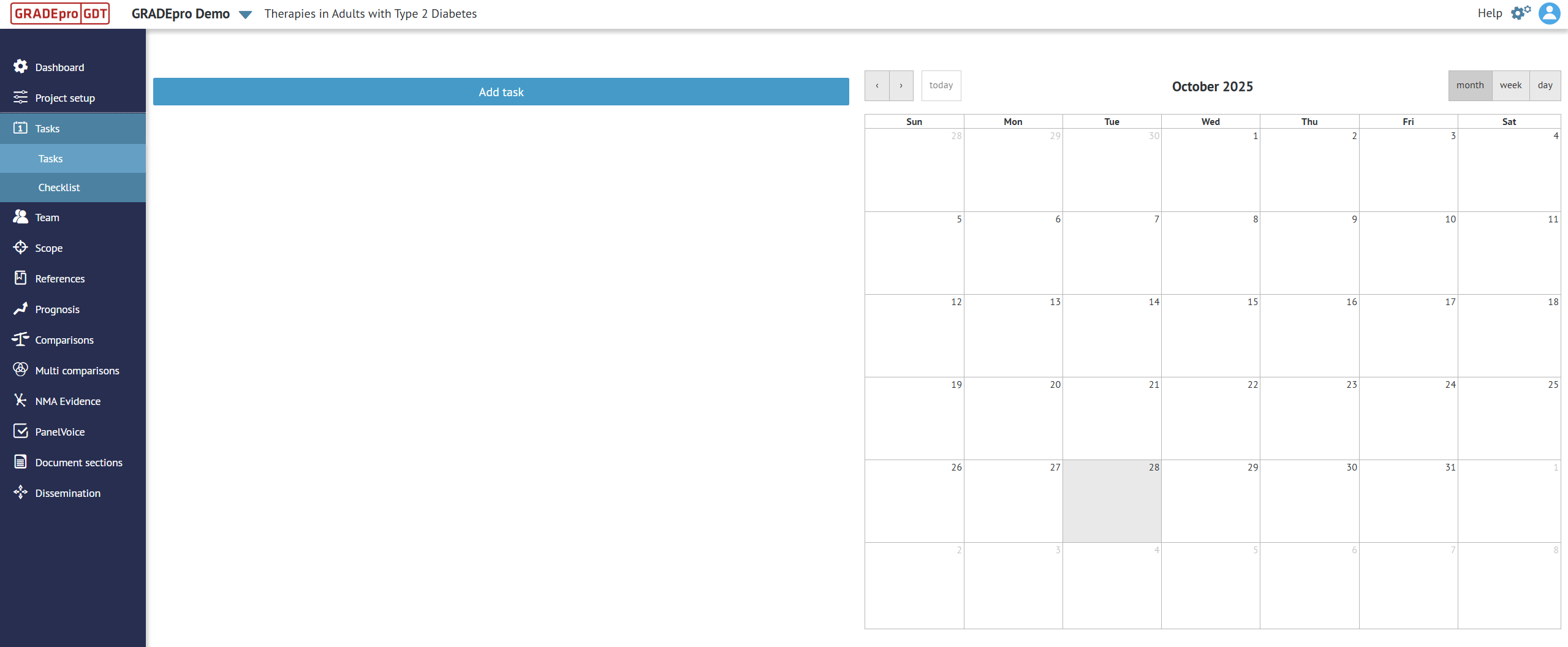 screenshot of 'Tasks' tab in project
