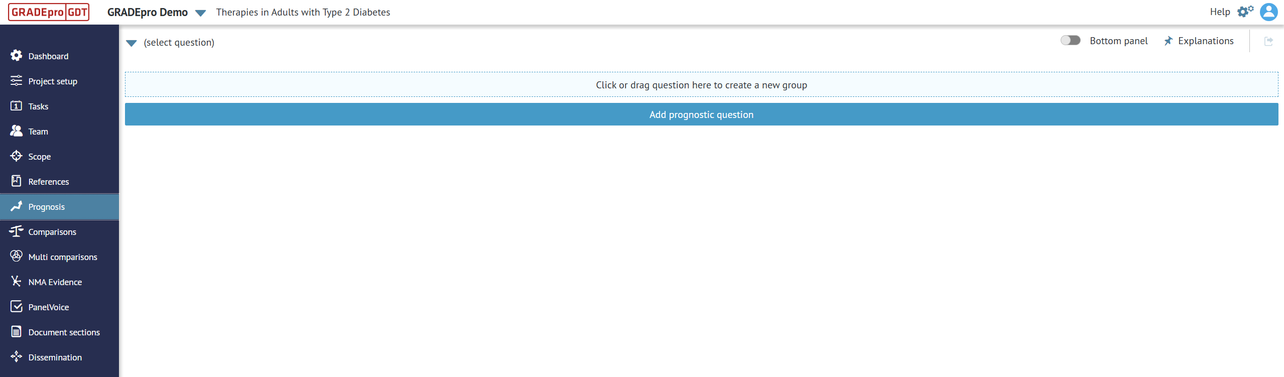 screenshot of 'Prognosis' section in project