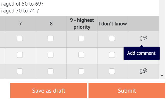 list of outcomes sent to Panel Member updated with the comment section visible on right hand side and marked with comment icon