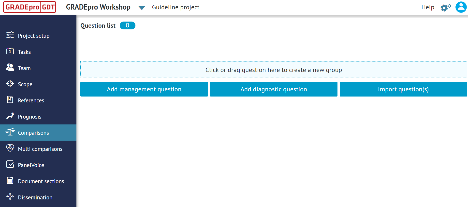 view of 'Comparisons' tab of the project