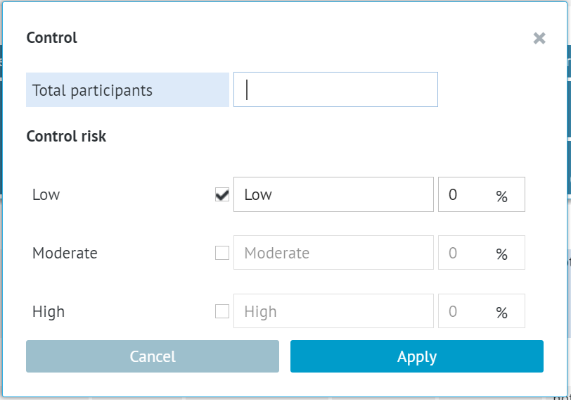 comparison data window with risk levels