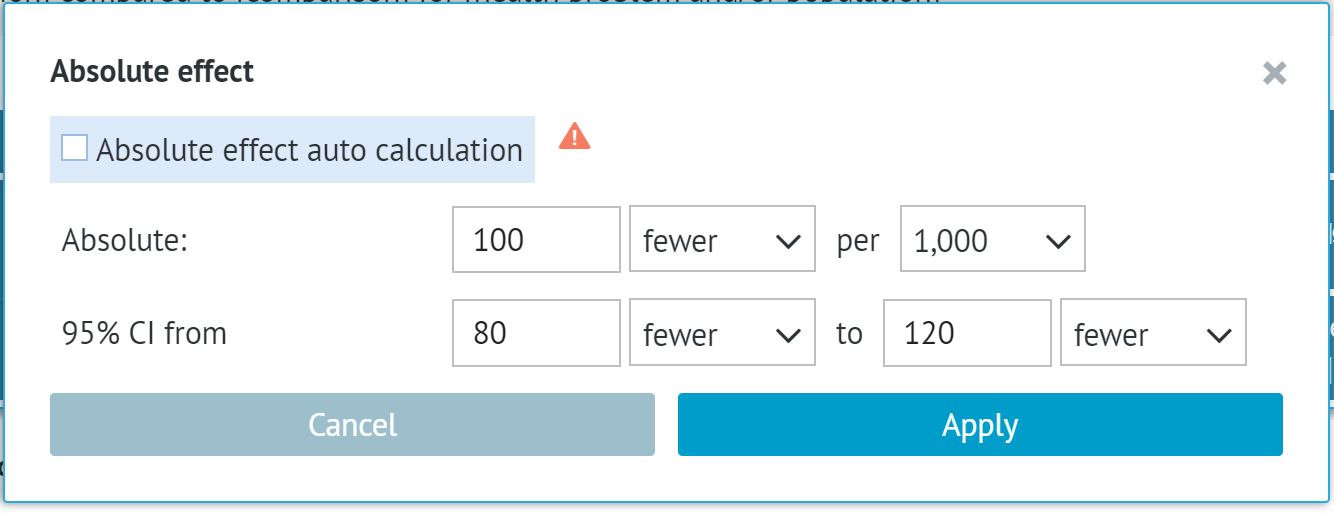 Absolute effect window with unchecked box next to 'Absolute effect auto calculation' option