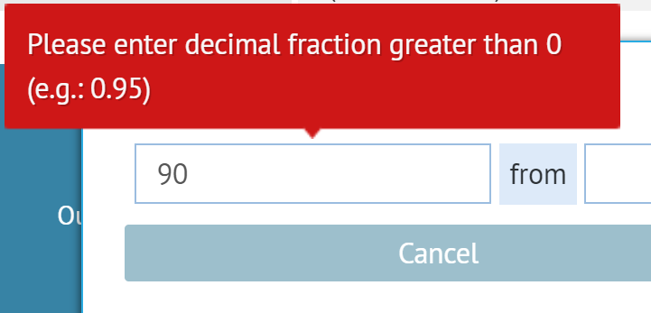 edition window for specificity of test with Confidence Intervals