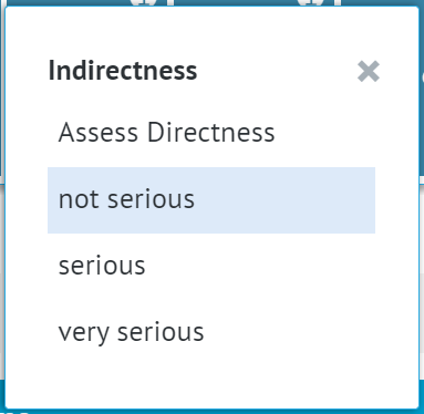 ratings available for indirectness criterion