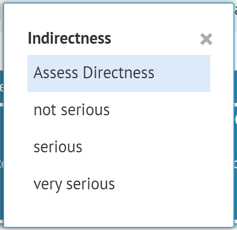ratings available for indirectness criterion
