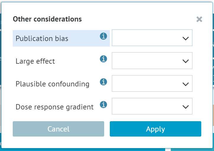 window with list of other considerations