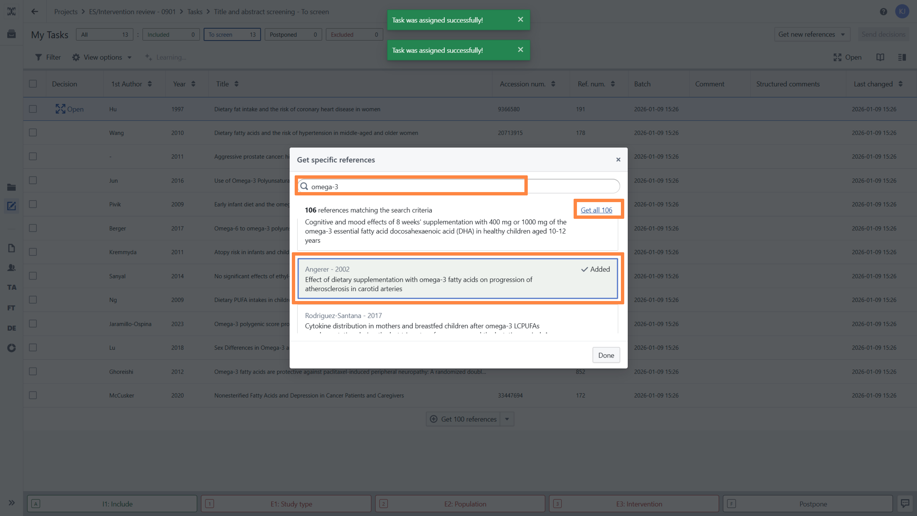 Choosing references in the Open pool of tasks method
