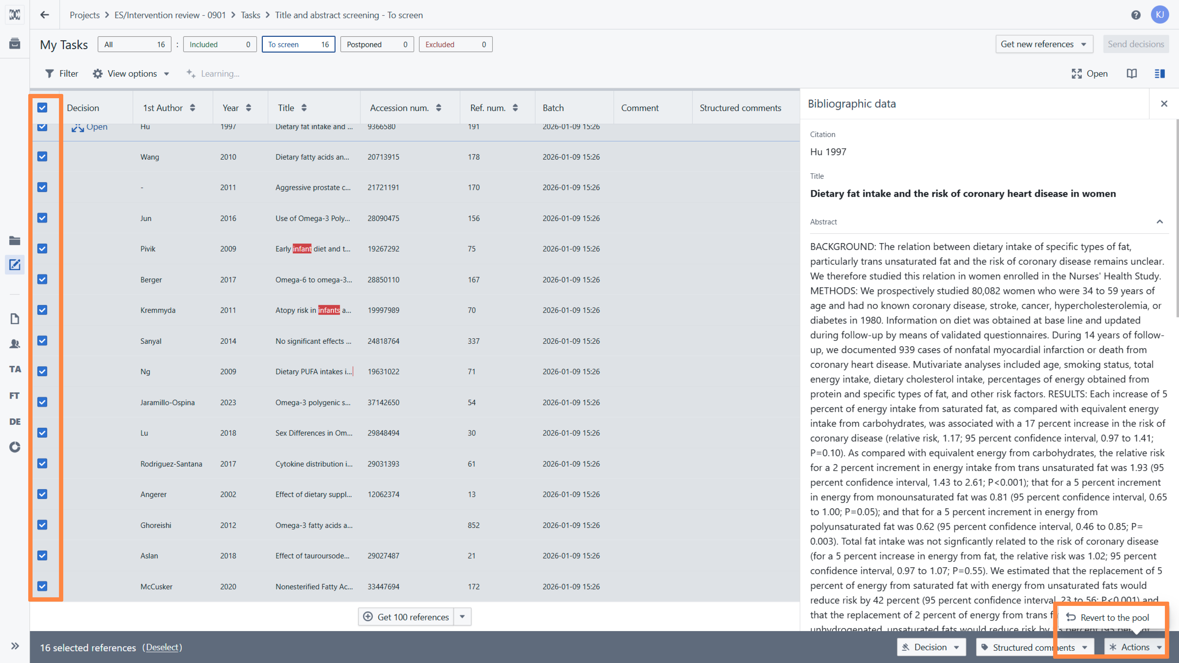 Reference list view and reverting tasks to the pool