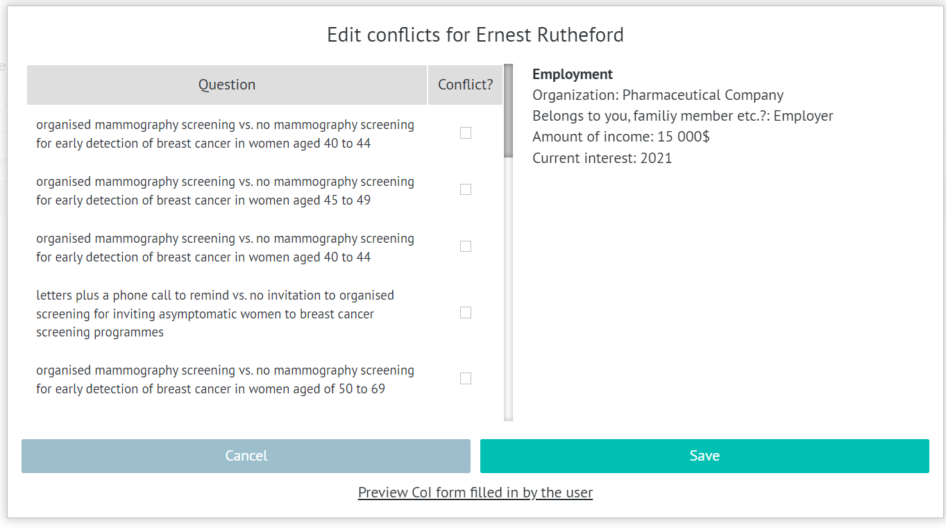 ascreenshot of edit conflict window for individual project member
