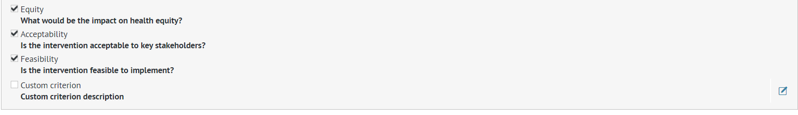 screenshot of 'Assessment' part in editing template window of 'EtD templates' section 