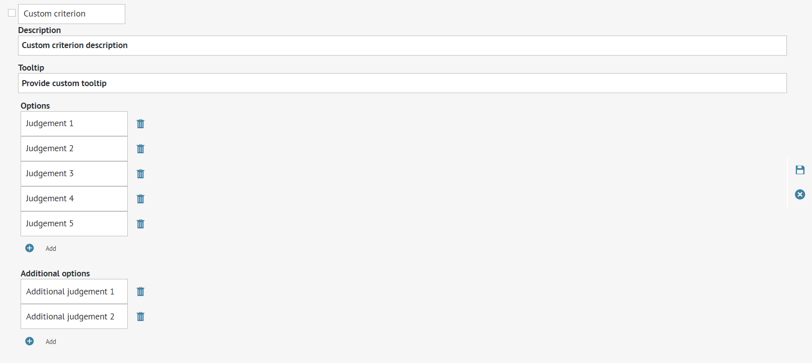 screenshot of editing criterion option in editing template window of 'EtD templates' section 