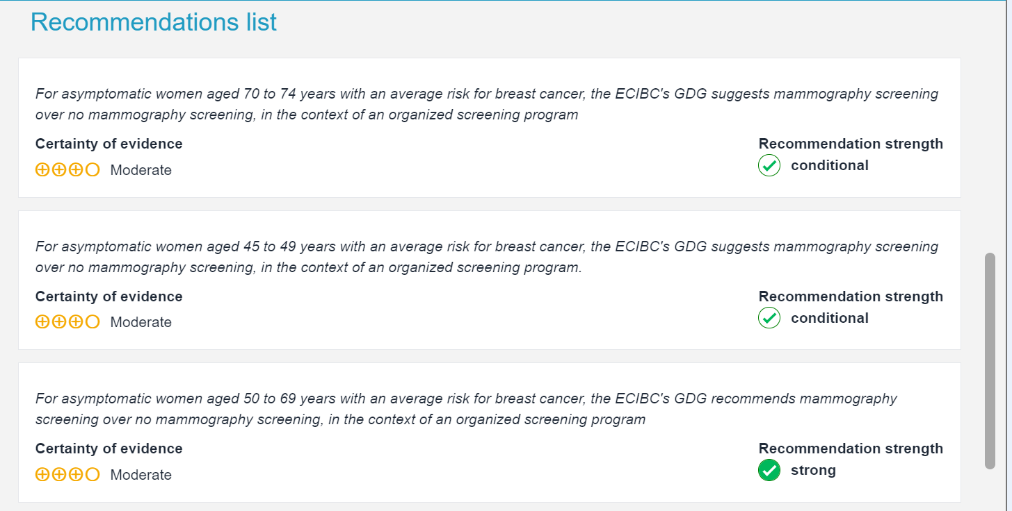 screenshot of exemplary dedicated publication platform with recommendations list