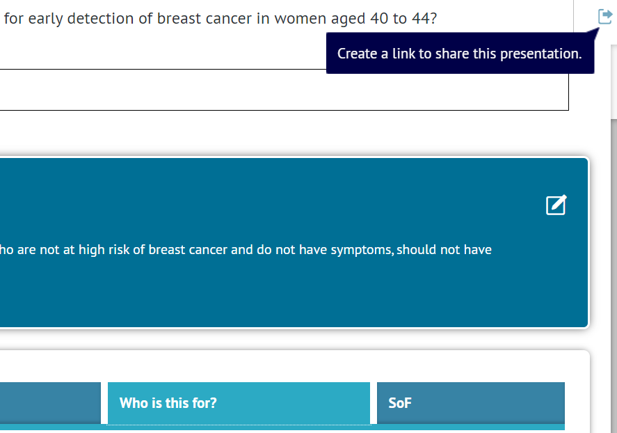 export icon on top right corner of published presentation