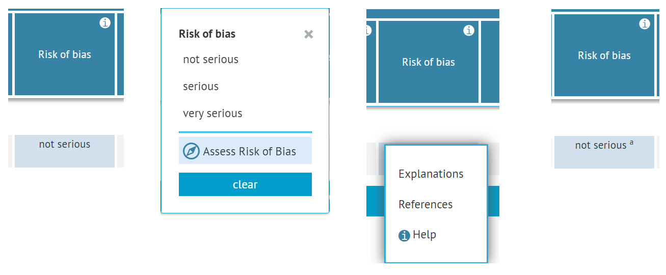 screenshot of 'Risk of bias' cell - cell with only one text field or a dropdown