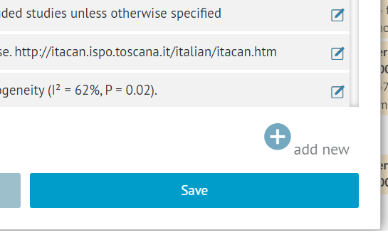 screenshot showing the option of “add new" explanation in bottom-right corner of dialog window for adding explanations and references