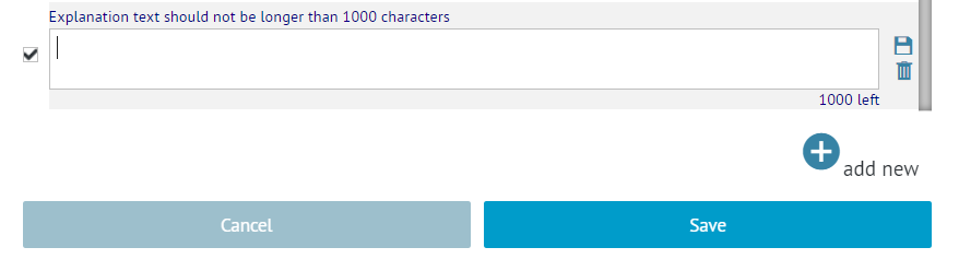 screenshot of new text field on list of explanations and references
