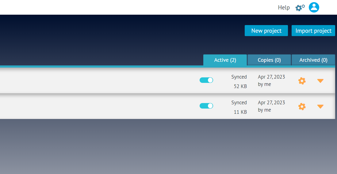 workspace dashboard in GRADEpro with list of projects