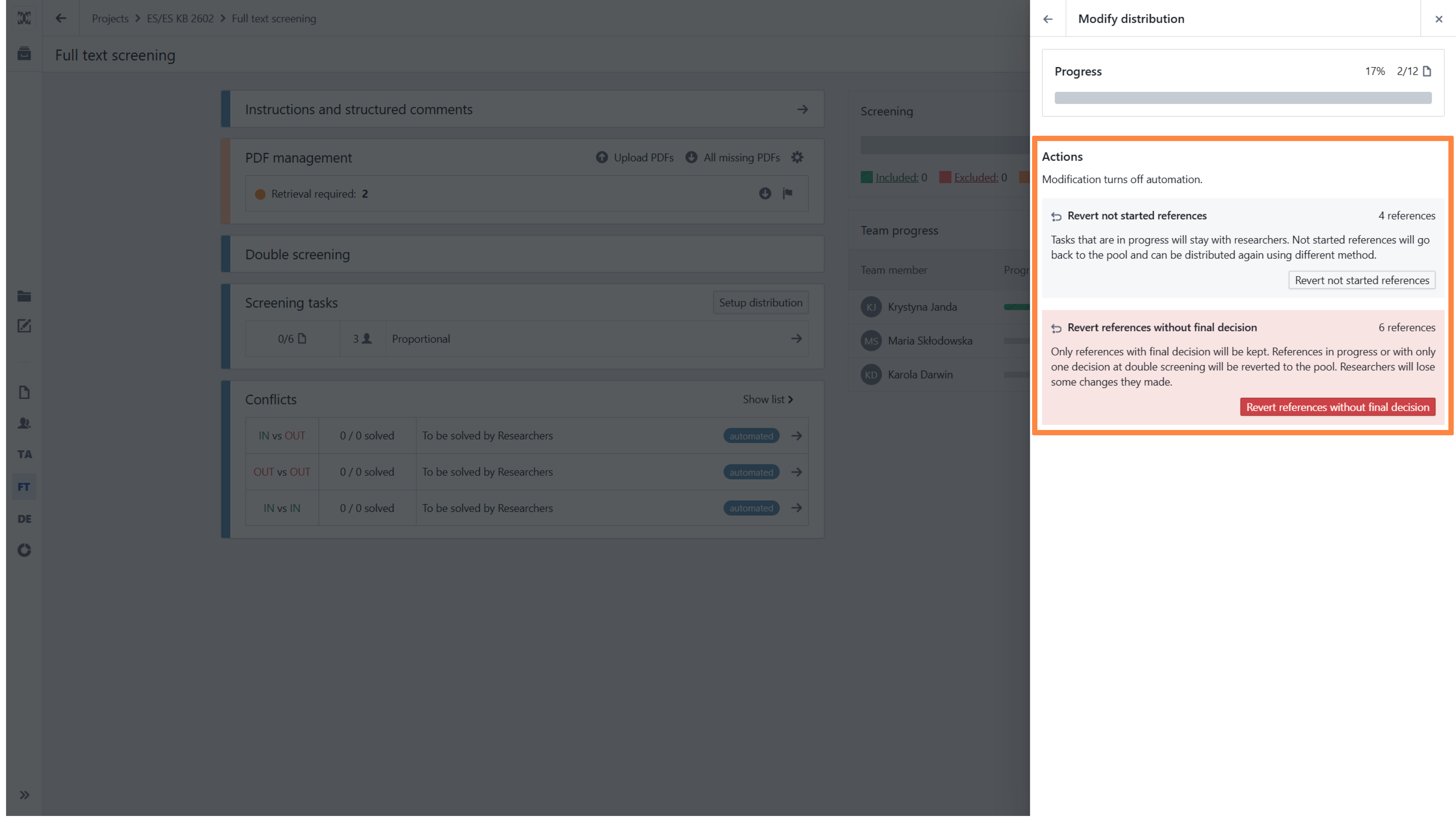 Panel for distribution modifications