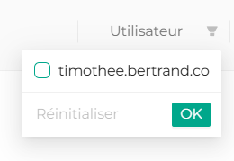 Filtre sur l'utilisateur