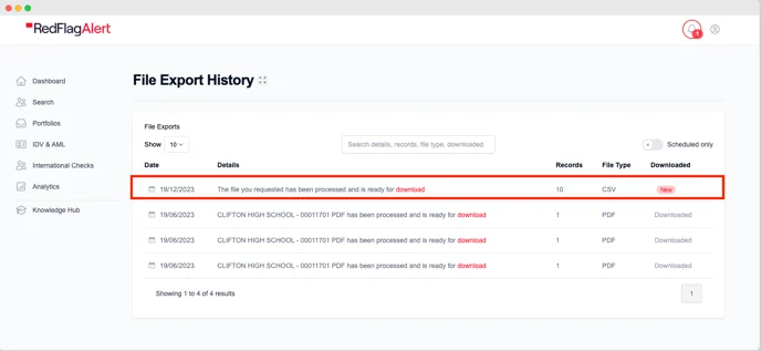 Export download