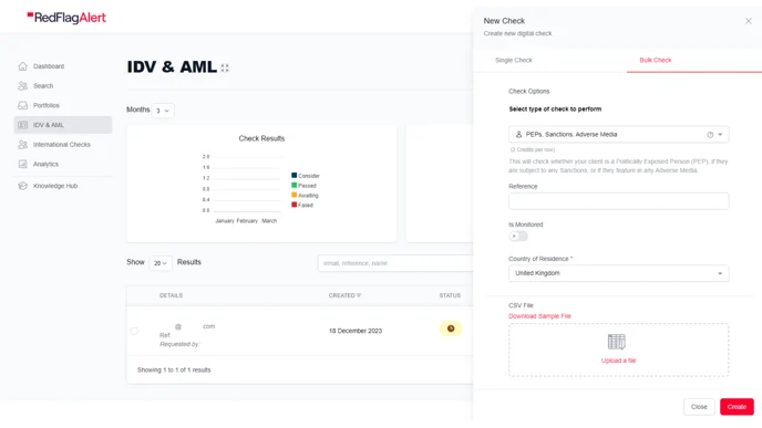 Bulk check dashboard