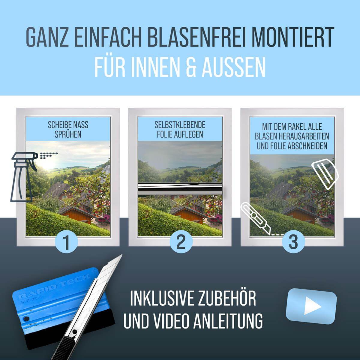 Spiegelfolien Fenster Montage 