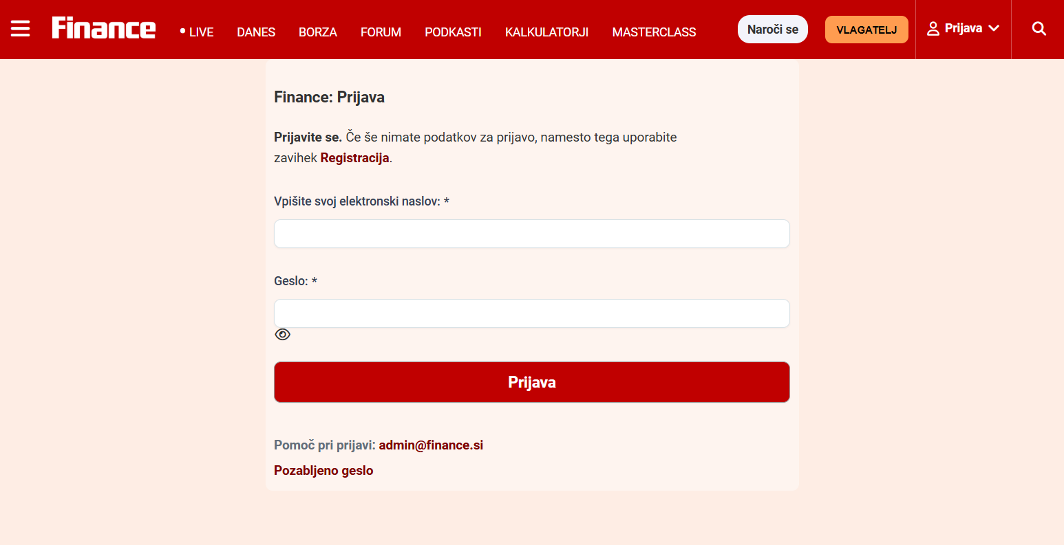 Prijava v Finance