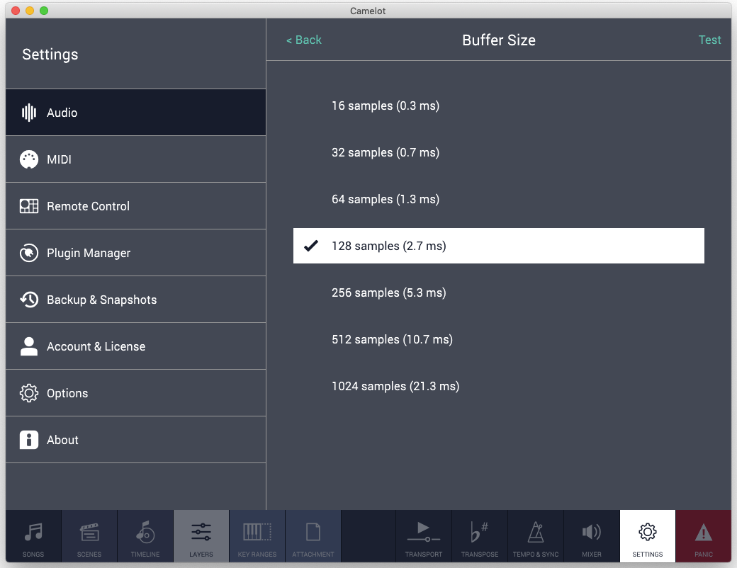Figure 5 - Buffer size is a critically important setting. Usually, the best setting is the smallest you can make without getting clicks and artifacts.
