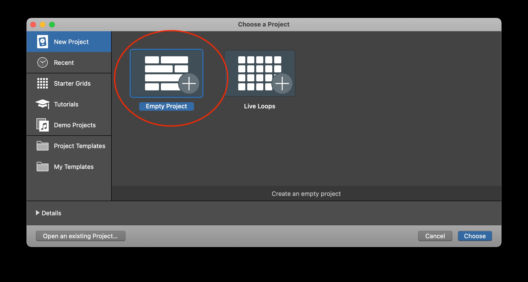 Create empty project