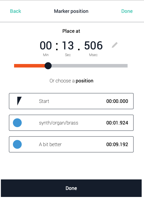 Figure 20 Marker position panel