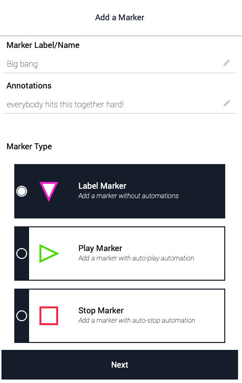 Figure 19 Add a Marker panel