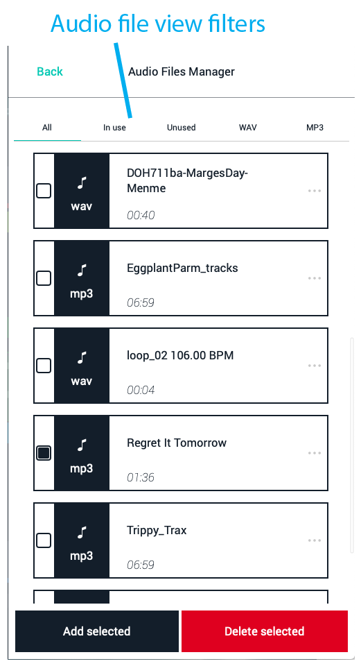 Figure 12 Audio Files Manager