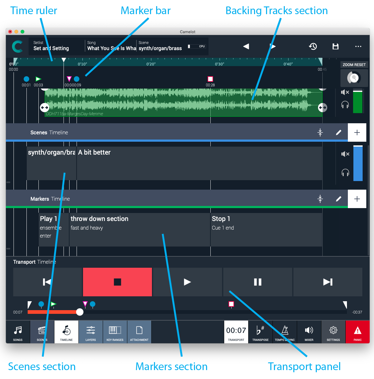 Figure 02 Timeline view sections