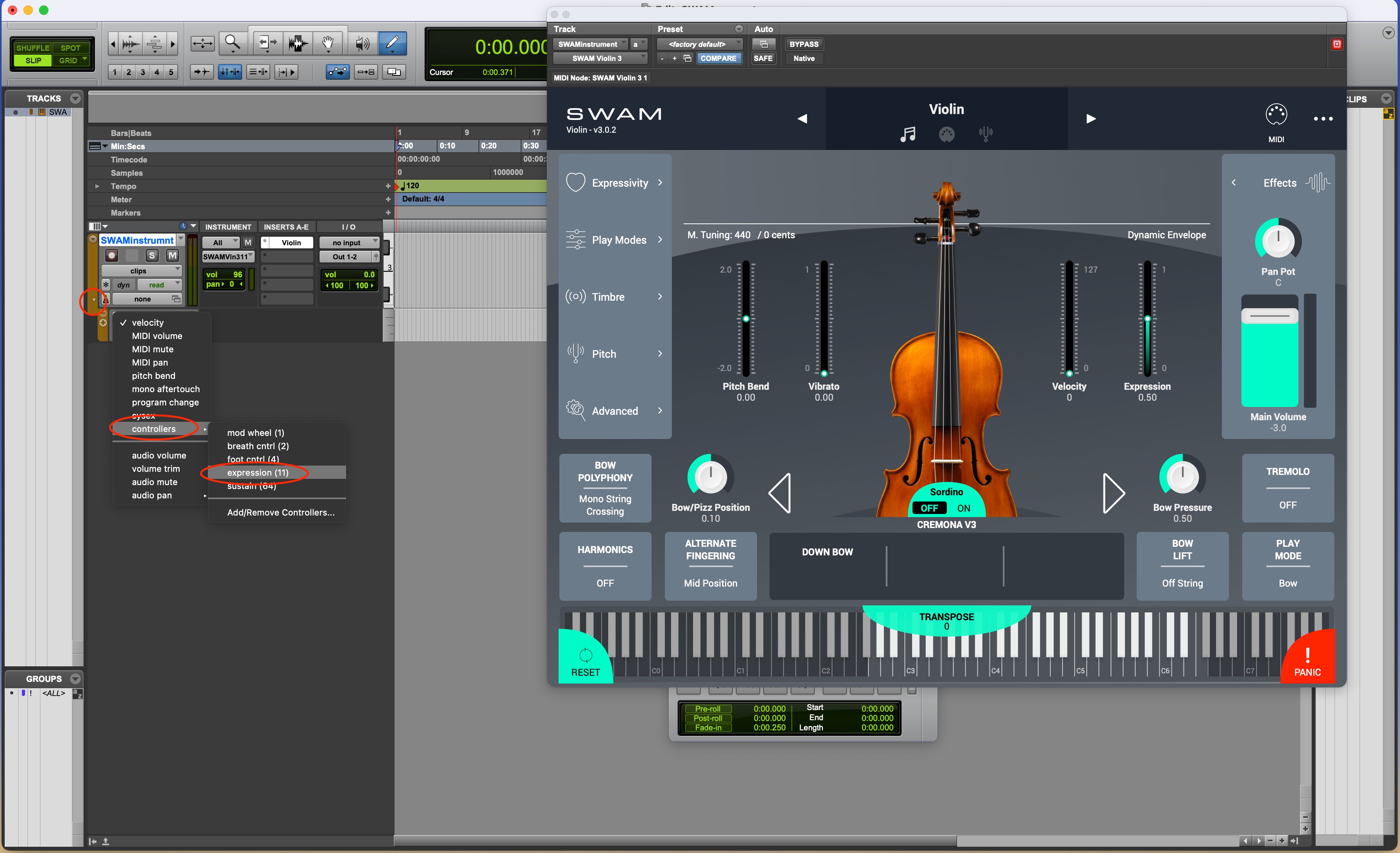 Select Expression 11 from the CC dropdown menu