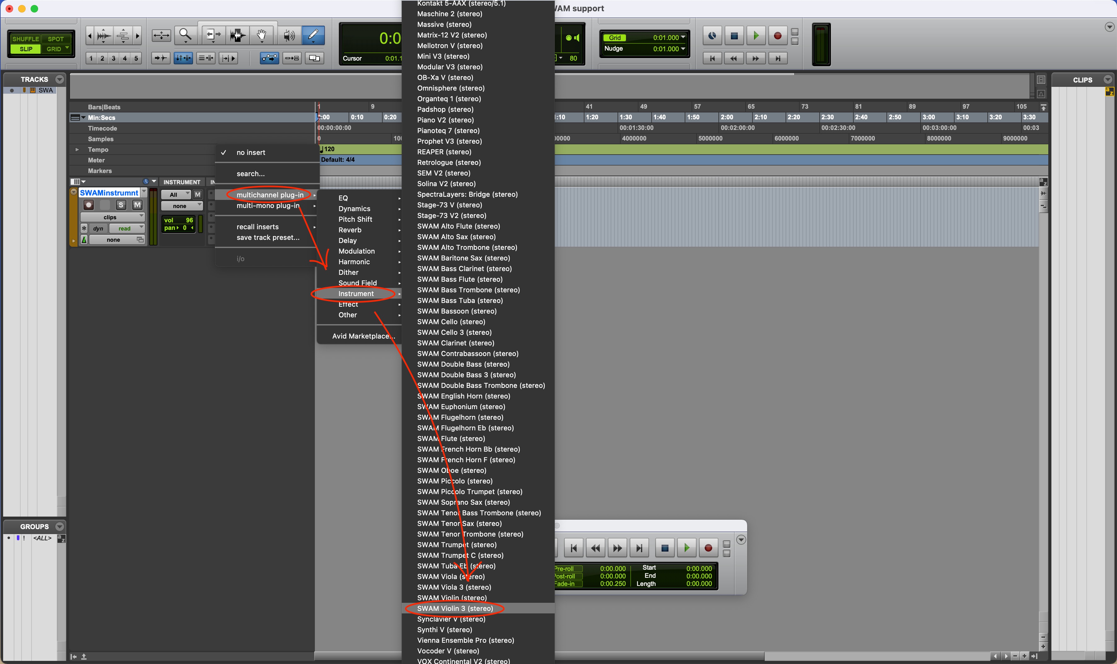 Select a SWAM instrument