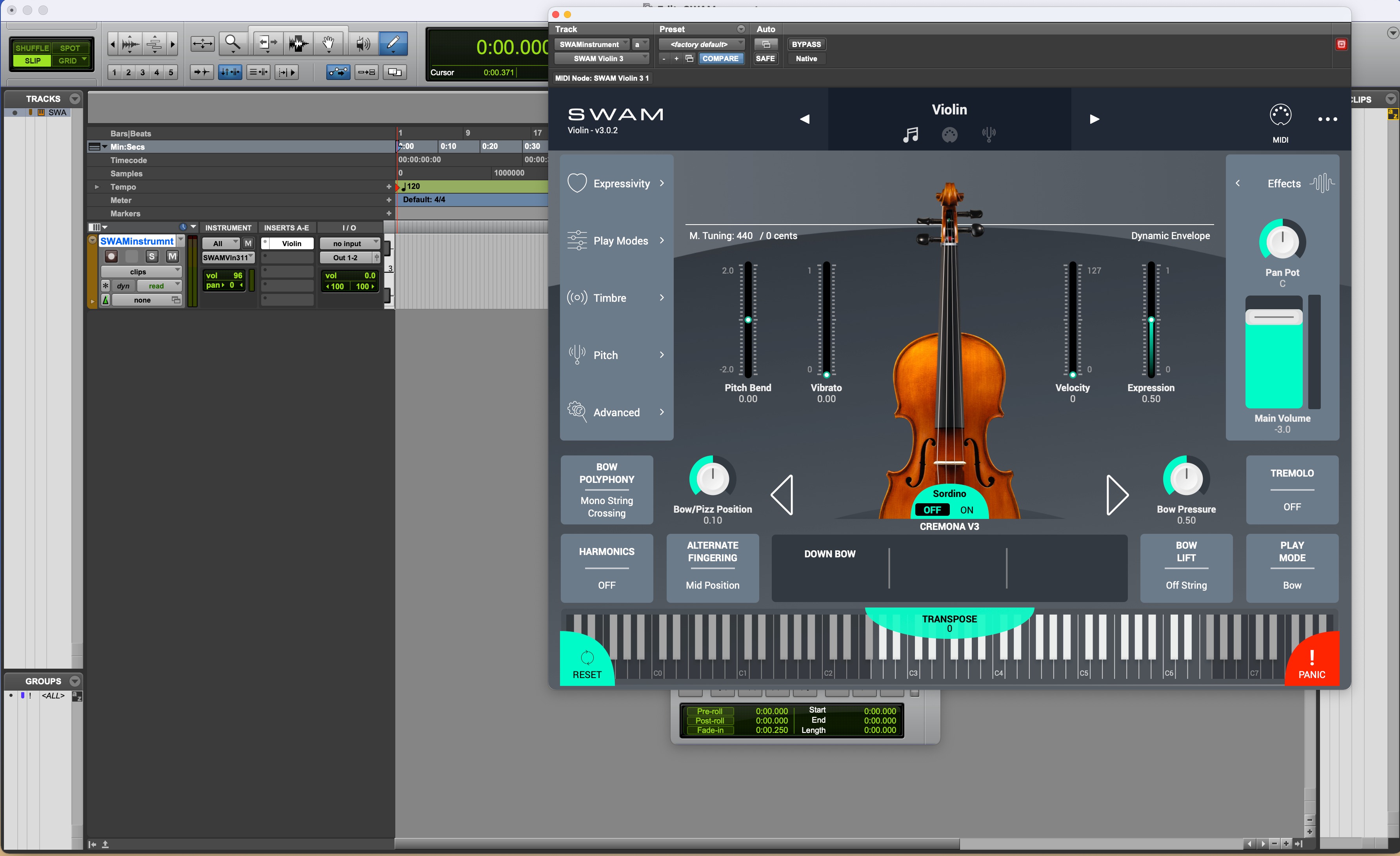 The SWAM interface appears