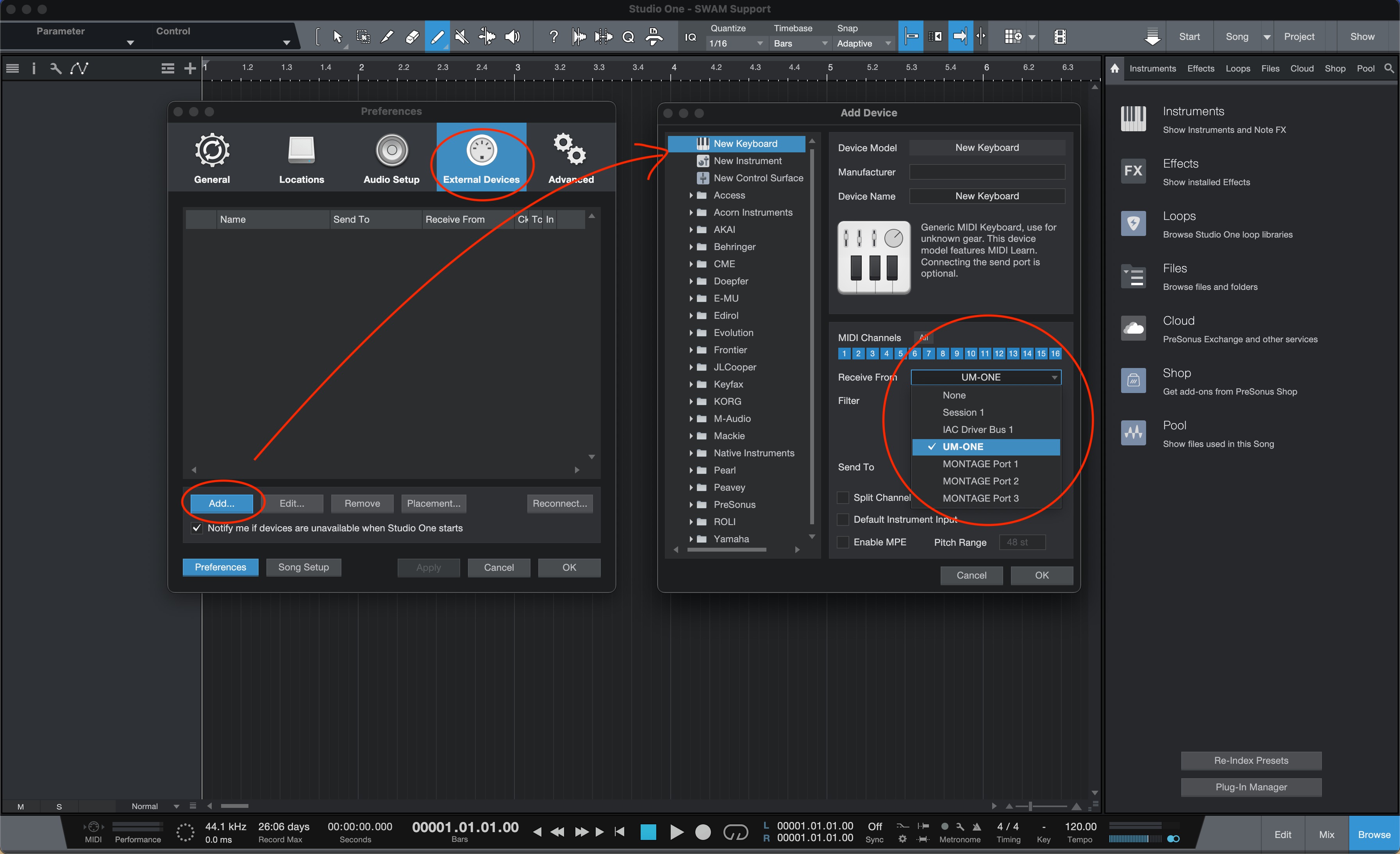 Select external device