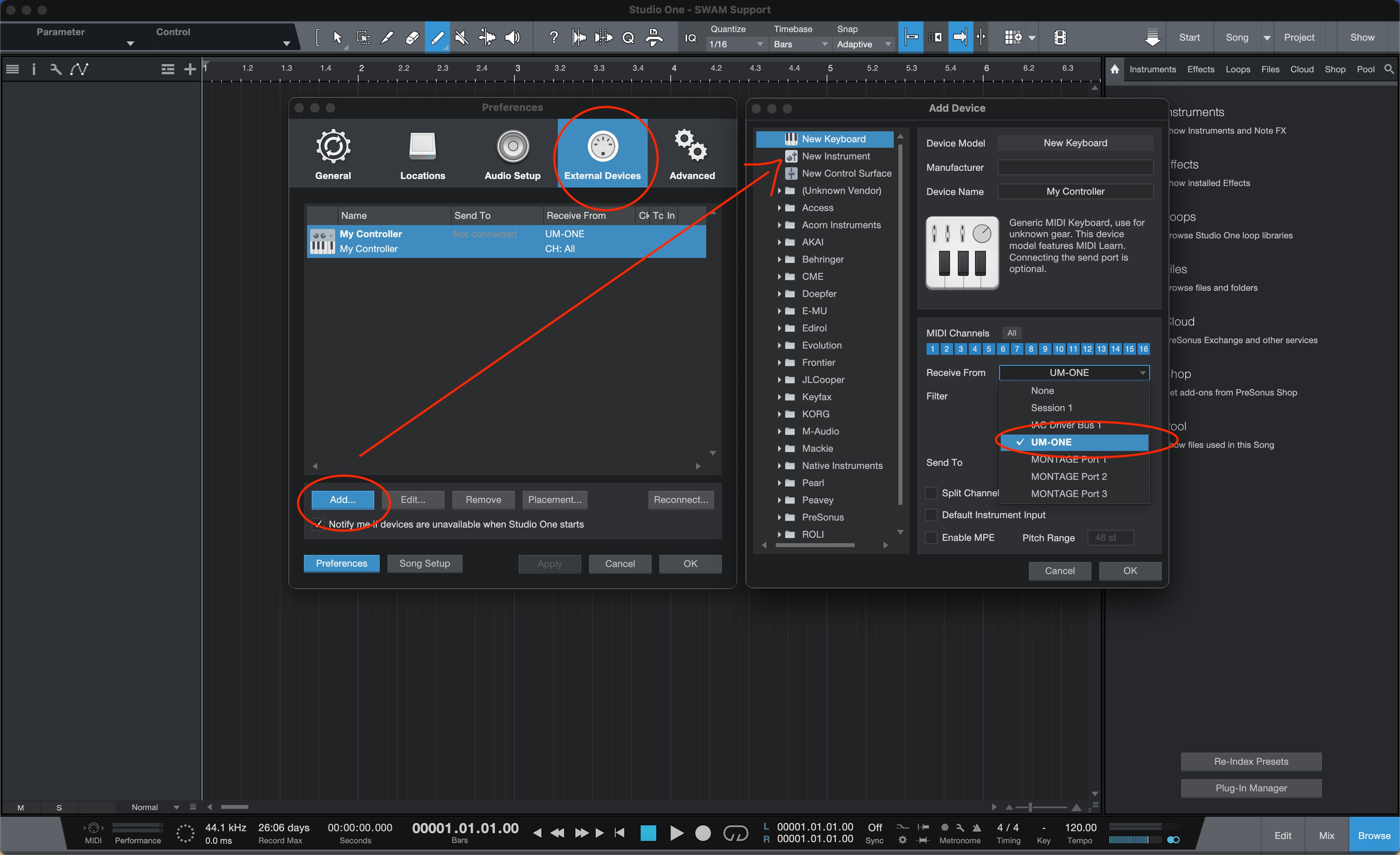 Add SWAM instrument track