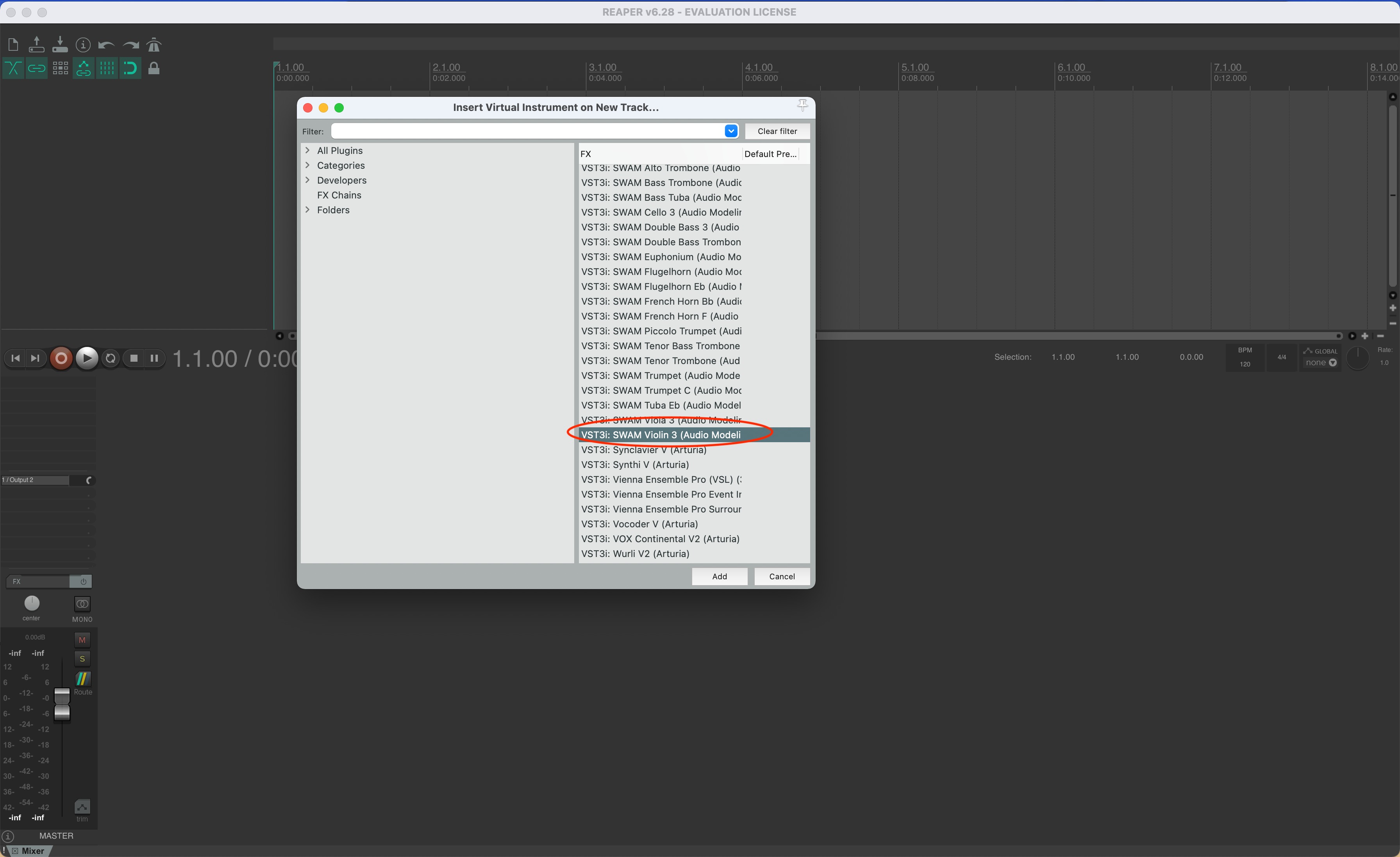 Choose a SWAM instrument