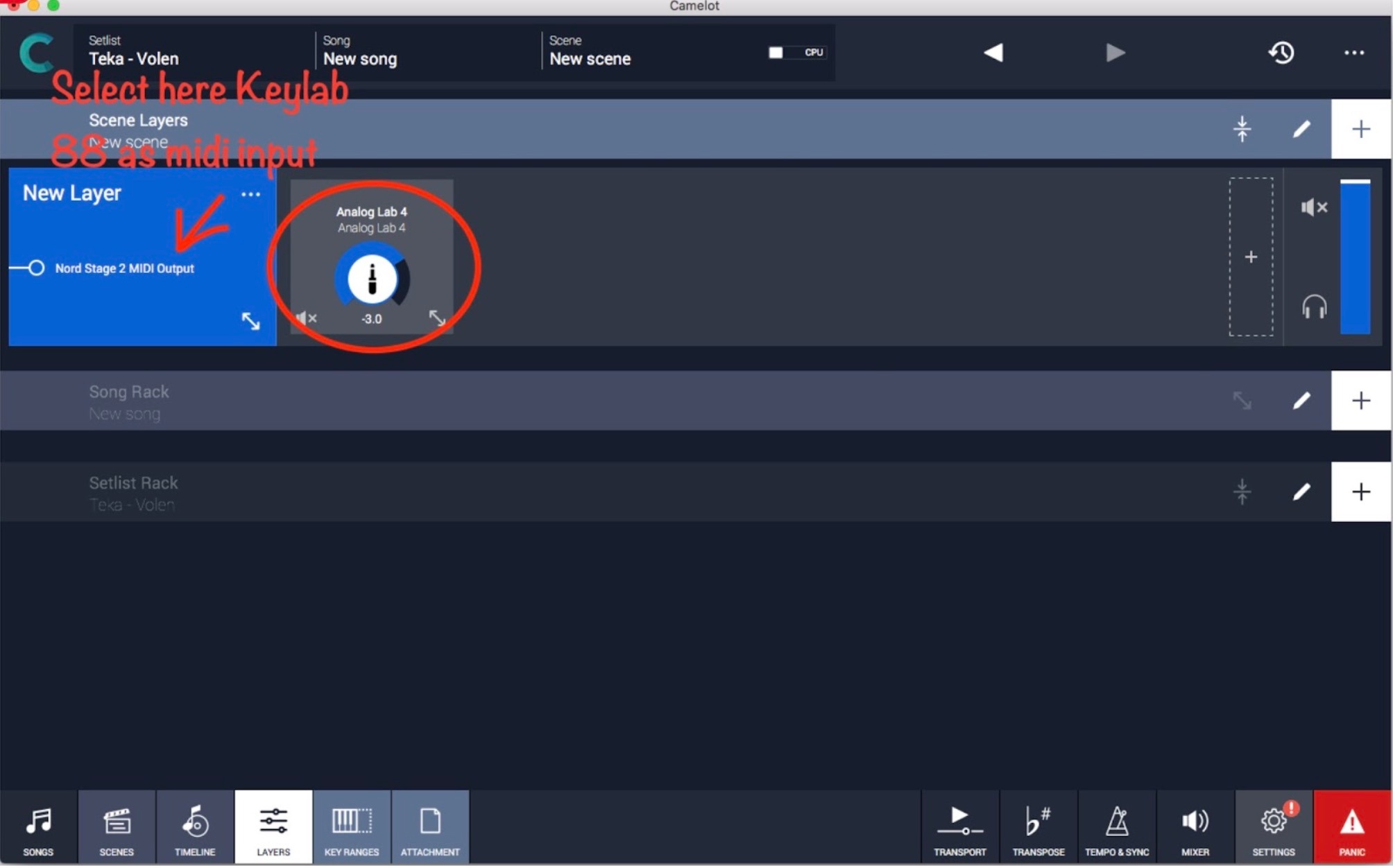 Set your Arturia Device as MIDI input