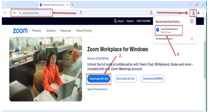 Screenshot: Zoom Download Center