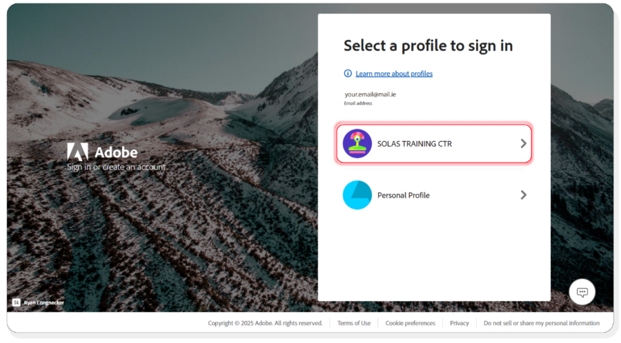 Select the Right Account Screen
