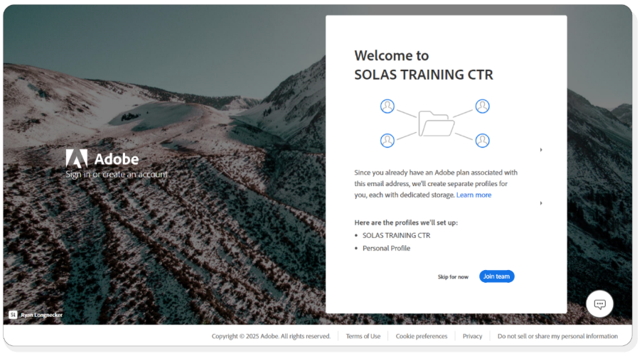 Join the Team Screen