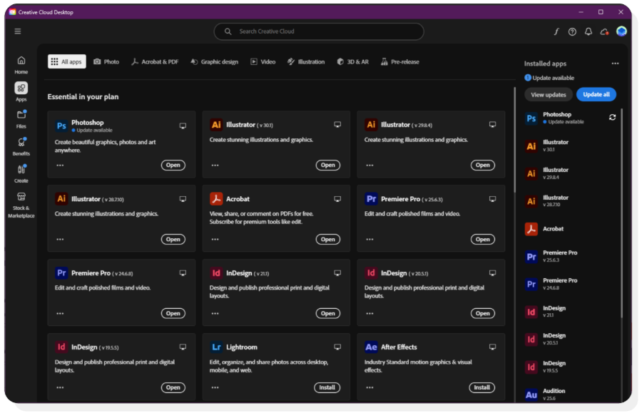 Creative Cloud Desktop Screen