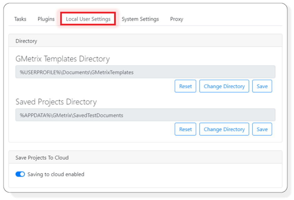 Local User Settings Location