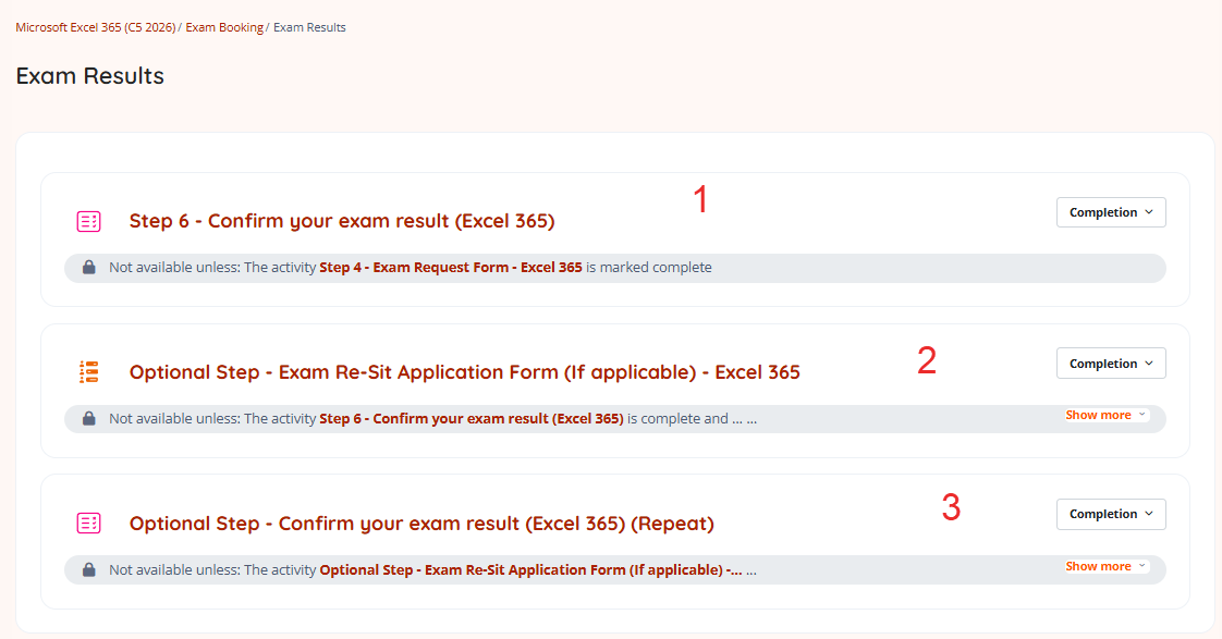 Image of the area to apply for repat exam MOS