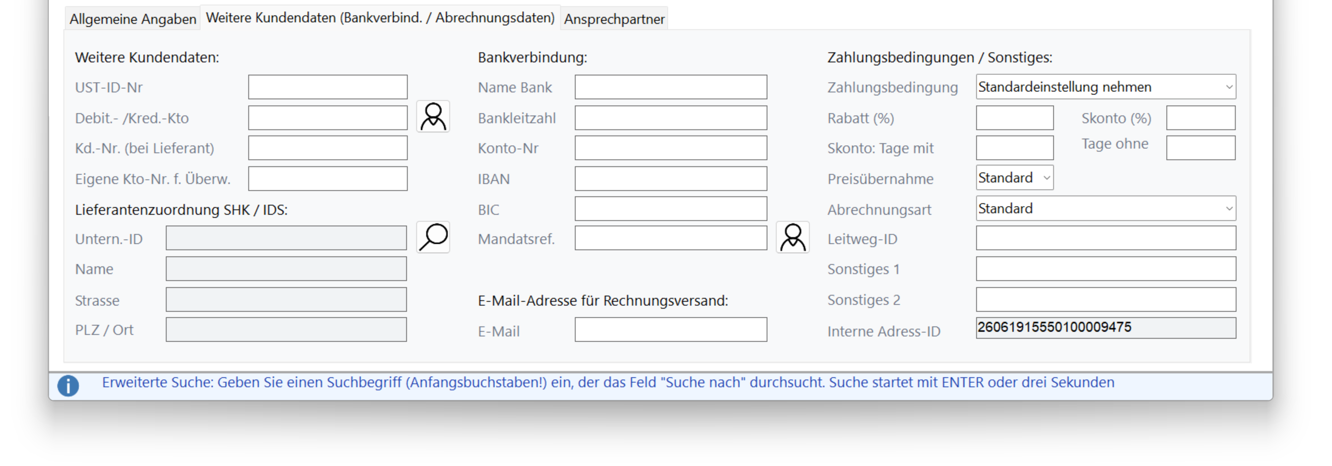 ? Screenshot: Weitere Kundendaten