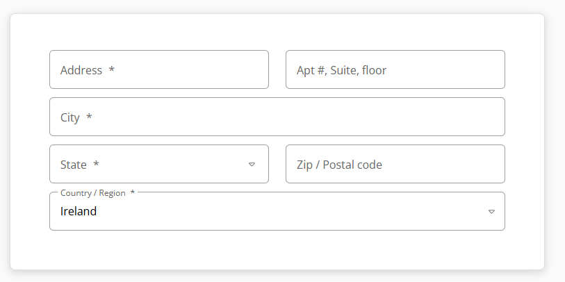 Enter Mailing address Screen
