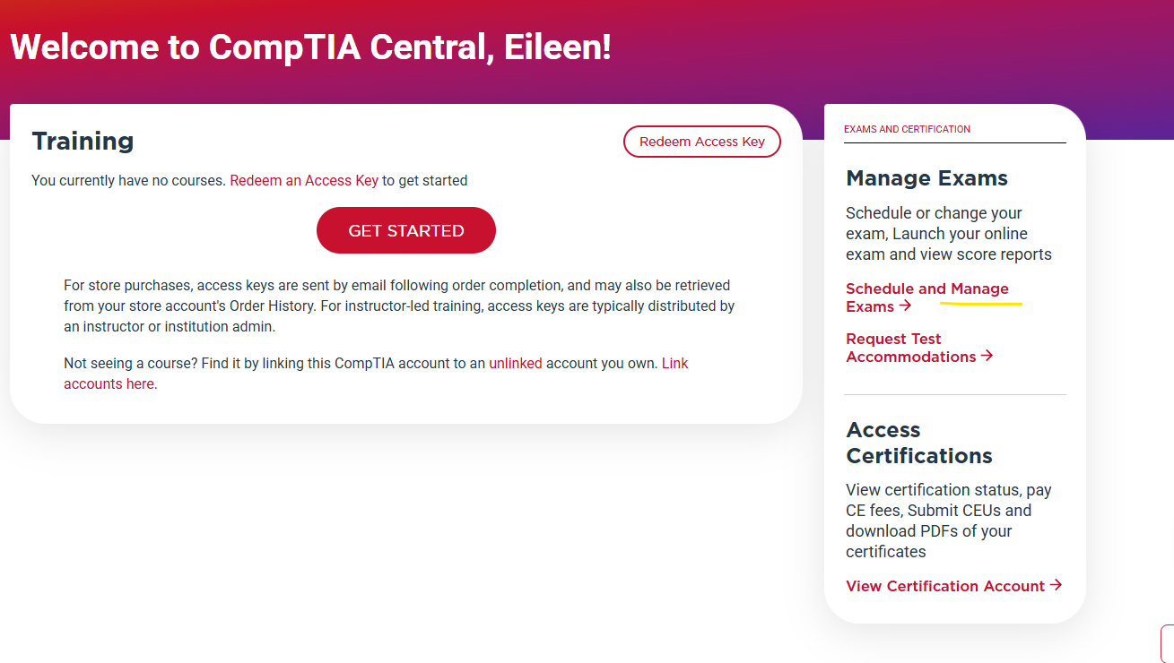 Image of CompTIA portal